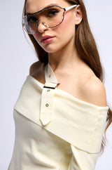 BOUJEE GIRL OFF THE SHOULDER ZIPPER SWEATER TOP