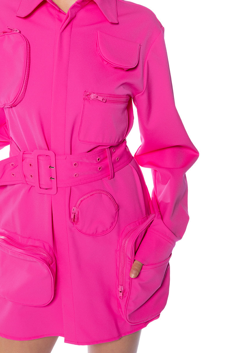 NIKKI UTILITY LONG SLEEVE MINI DRESS