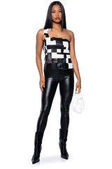 BREAK MY SOUL ASYMMETRICAL ONE SHOULDER PU TOP
