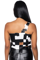 BREAK MY SOUL ASYMMETRICAL ONE SHOULDER PU TOP
