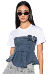 BREATHE ME IN DENIM CORSET TSHIRT
