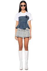 BREATHE ME IN DENIM CORSET TSHIRT