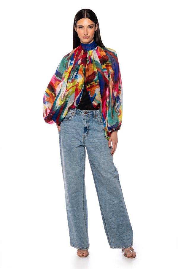 BREEZY NIGHTS PATTERNED BLOUSE