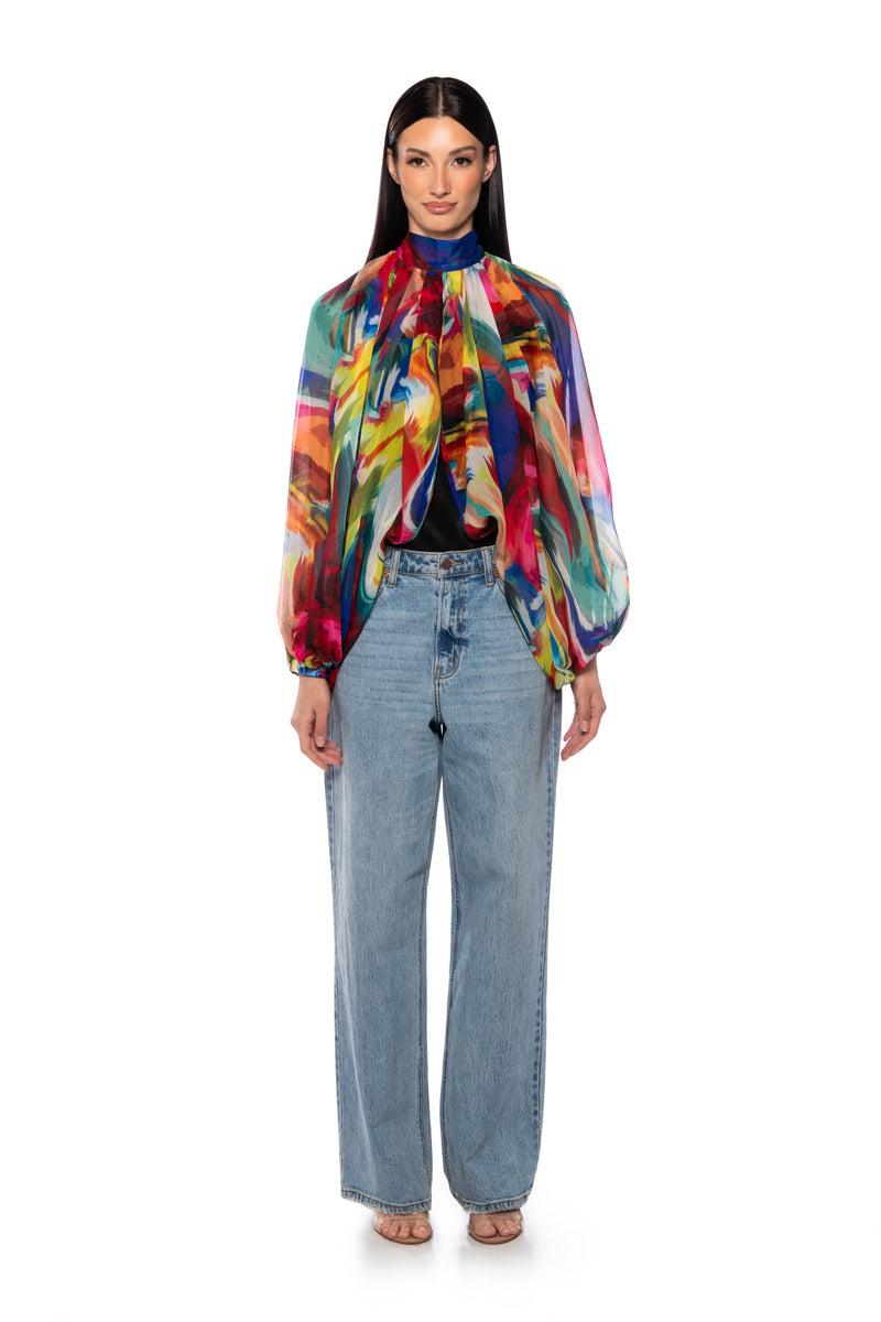 BREEZY NIGHTS PATTERNED BLOUSE