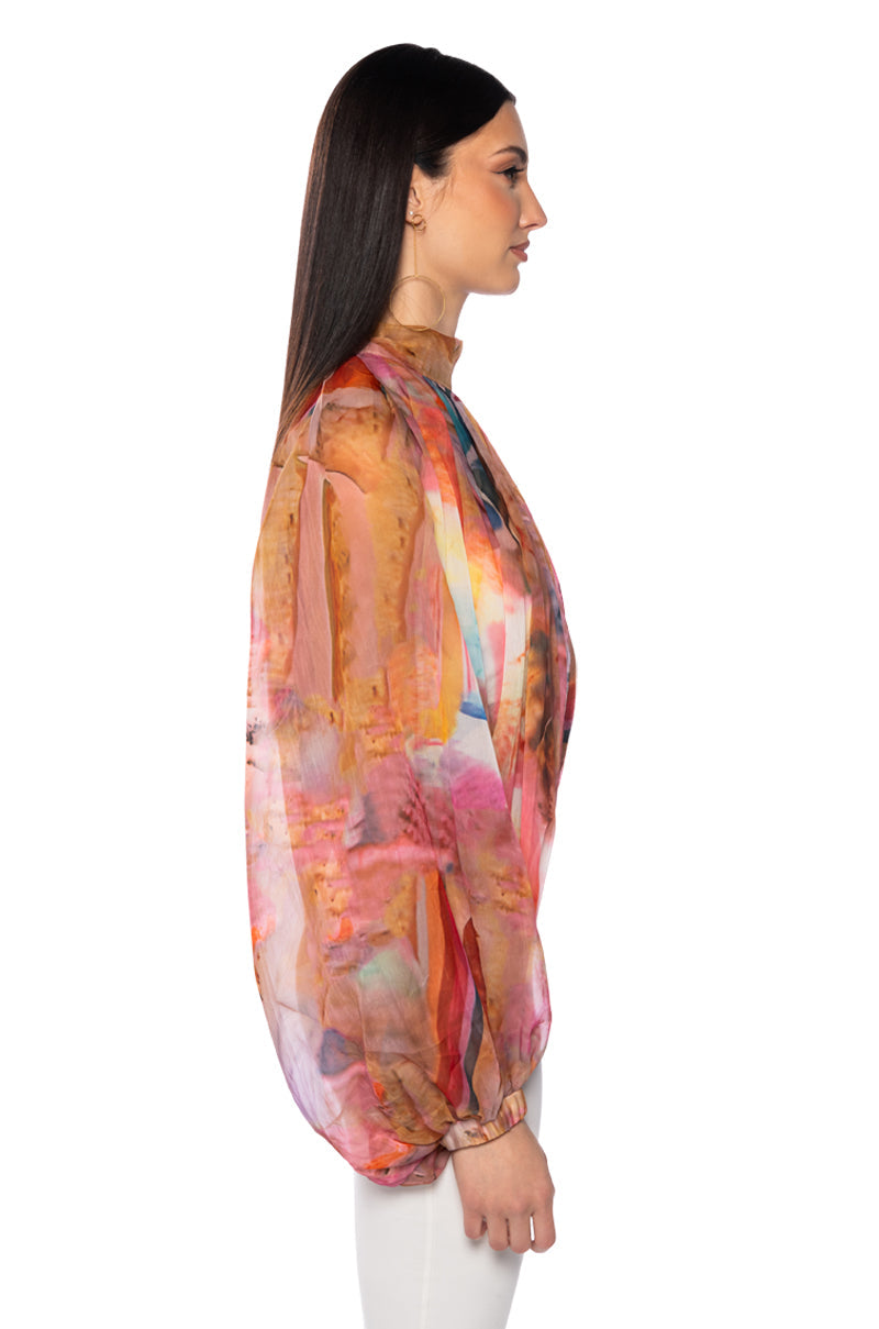 BREEZY NIGHTS PATTERNED BLOUSE
