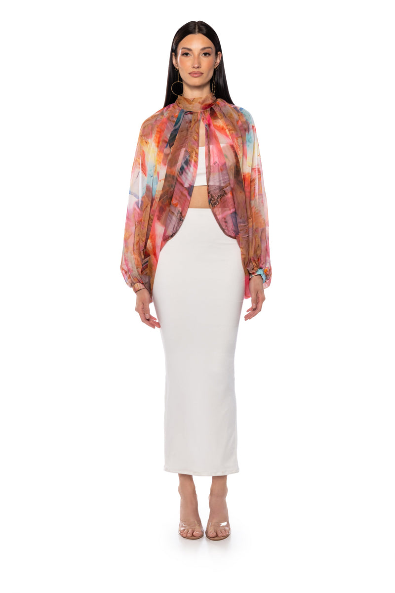 BREEZY NIGHTS PATTERNED BLOUSE