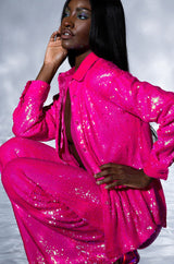 BRIGHT BRIGHT PINK SEQUIN SHIRT