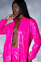 BRIGHT BRIGHT PINK SEQUIN SHIRT