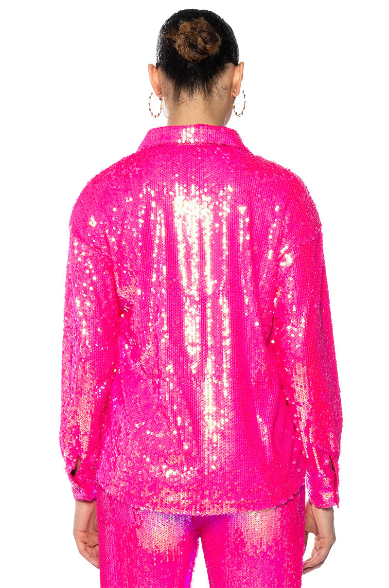 BRIGHT BRIGHT PINK SEQUIN SHIRT