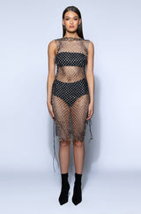 BRING ON THE BLING SHEER MIDI DRESS