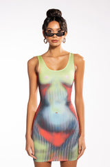 BRING THE HEAT SLEEVELESS SCOOP NECK MINI DRESS