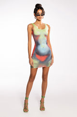 BRING THE HEAT SLEEVELESS SCOOP NECK MINI DRESS