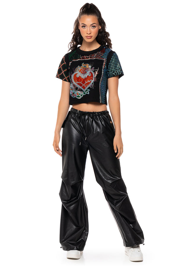 BROKEN HEART EMBELLISHED GRAPHIC TEE