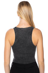 BROOKLYN MINERAL WASH SCOOP NECK BODYSUIT IN GREY