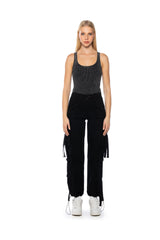 BROOKLYN MINERAL WASH SCOOP NECK BODYSUIT IN GREY