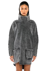 BROOKLYN MOCK NECK DENIM SHIFT DRESS