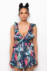 BRUNCH ALERT RUFFLE MINI DRESS