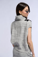 BUCKLE UP SLEEVELESS TURTLENECK SWEATER TOP