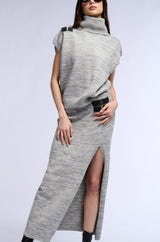 BUCKLE UP SLEEVELESS TURTLENECK SWEATER TOP