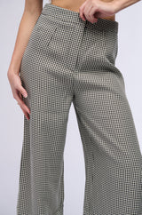 BUSINESS CASUAL HOUNDSTOOTH WIDE LEG WOVEN TROUSER