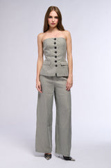 BUSINESS CASUAL HOUNDSTOOTH WIDE LEG WOVEN TROUSER