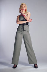 BUSINESS CASUAL HOUNDSTOOTH WIDE LEG WOVEN TROUSER