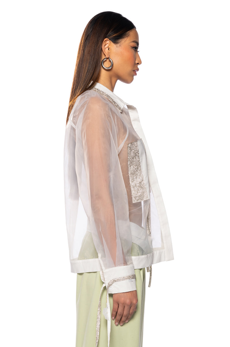 BUSINESS IN THE FRONT SHEER BLOUSE