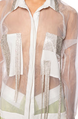 BUSINESS IN THE FRONT SHEER BLOUSE