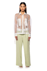 BUSINESS IN THE FRONT SHEER BLOUSE