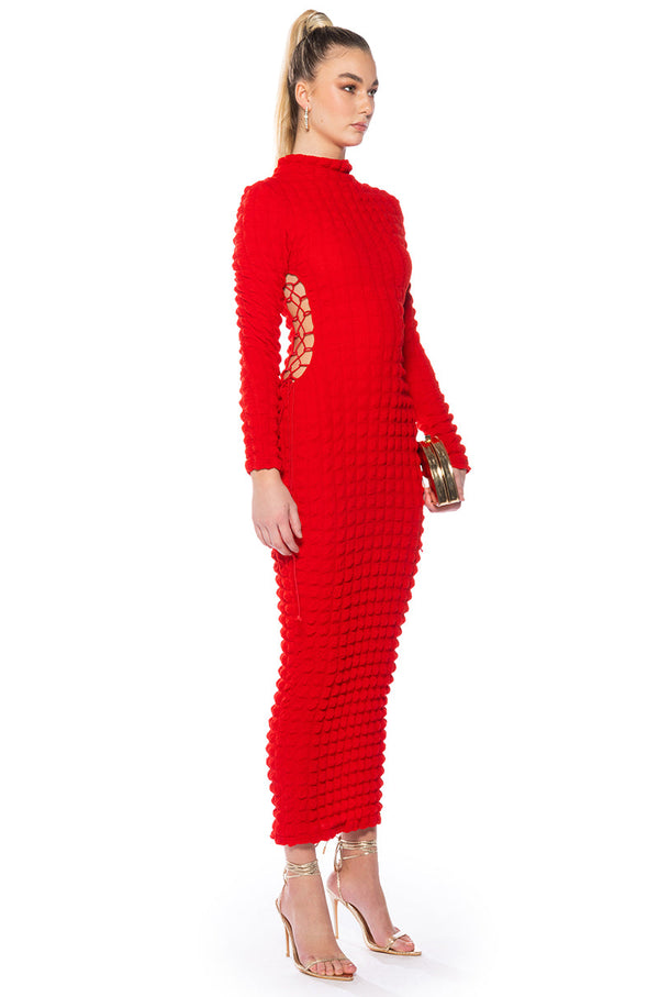 BUSY GAL LONG SLEEVE MOCK NECK MAXI DRESS
