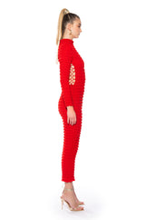 BUSY GAL LONG SLEEVE MOCK NECK MAXI DRESS