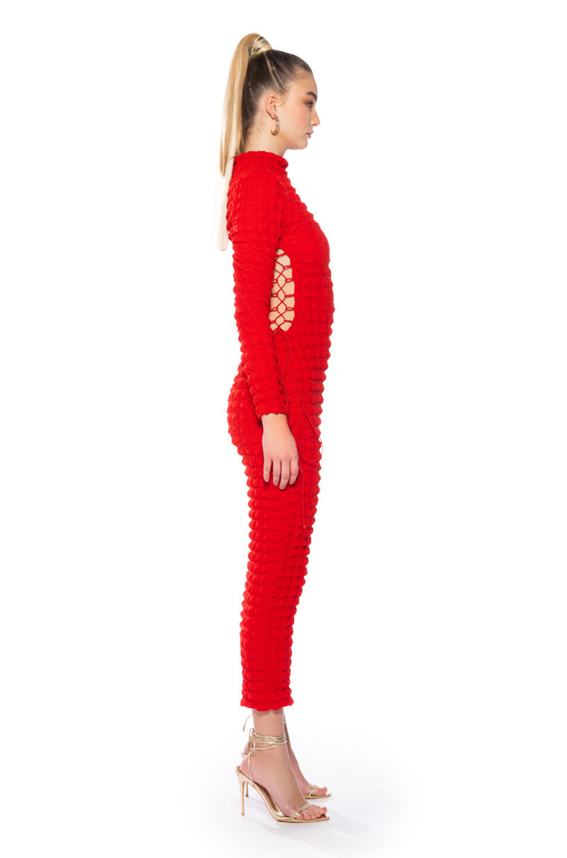 BUSY GAL LONG SLEEVE MOCK NECK MAXI DRESS