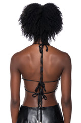 BUTTERFLY WINGS EMBELLISHED HALTER TOP