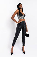 AMMO x AKIRA BIG BOOTY HIGH WAIST PLEATHER PANT WITH 4 WAY STRETCH