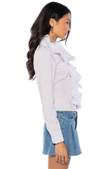 CALISTA STATEMENT RUFFLE COLLAR BUTTON DOWN BLOUSE