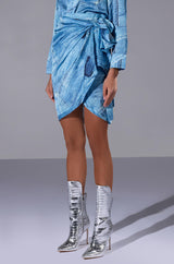 CALL IT WHAT YOU WANT FAUX DENIM DRESS