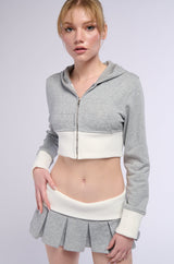 CALL ME MAYBE CROPPED ZIP UP SWEATSHIRT