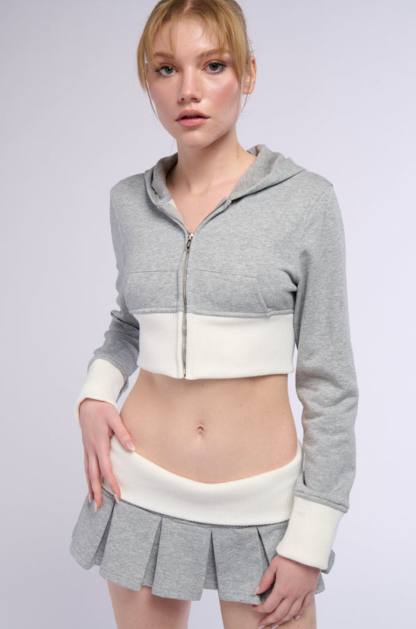 CALL ME MAYBE CROPPED ZIP UP SWEATSHIRT