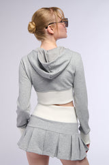 CALL ME MAYBE CROPPED ZIP UP SWEATSHIRT