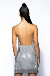 COWL NECK SPARKLE MINI DRESS