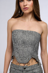 CALLING MY NAME CORSET TOP IN GRAY