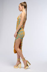 CAMMI RUCHED MIDI DRESS