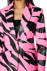SHANT BE TAMED FAUX LEATHER BLAZER