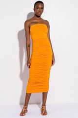 CAN'T GET ENOUGH EXTRA RUCHED MIDI DRESS