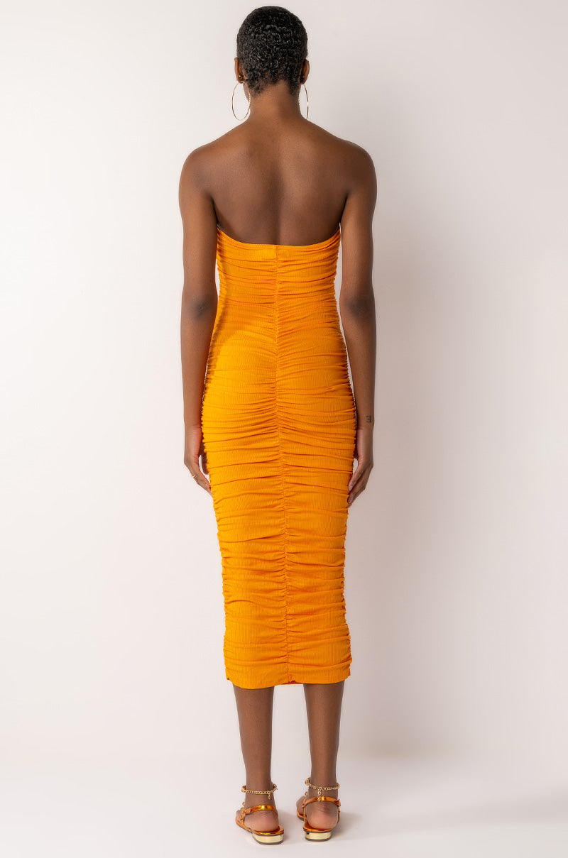 CAN'T GET ENOUGH EXTRA RUCHED MIDI DRESS