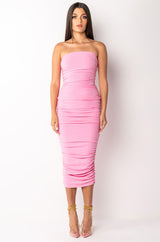 CAN'T GET ENOUGH EXTRA RUCHED MIDI DRESS