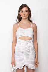 CAN'T HELP IT MINI RUCHED DRESS