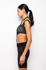 CAN'T HELP IT RHINESTONE MINI DRESS WITH CUT OUTS