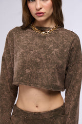 CAN'T LOSE MINERAL WASH CUT OFF LONG SLEEVE TEE