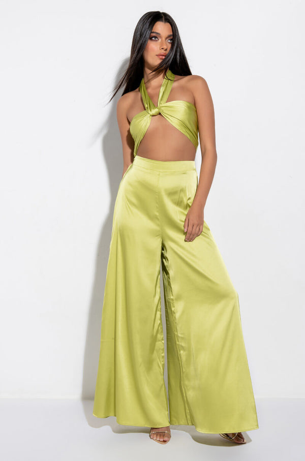 CANT RELATE TWIST FRONT SATIN CROP TOP
